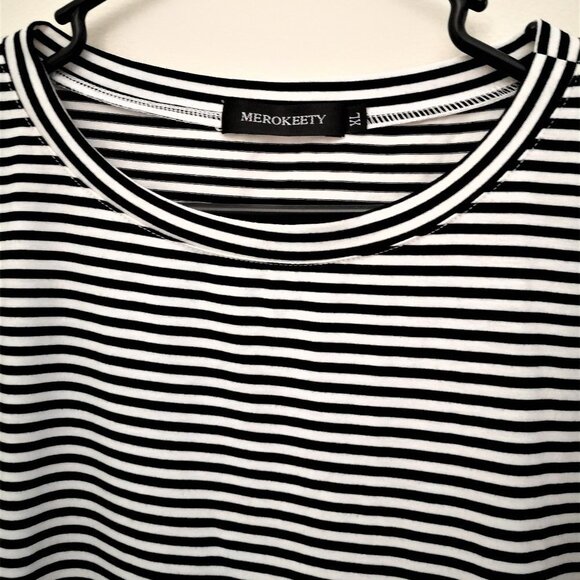NWOT MEROKEETY WOMEN'S SUMMER SHORT SLEEVE STRIPED CASUAL DRESS Size XL - Picture 3 of 4